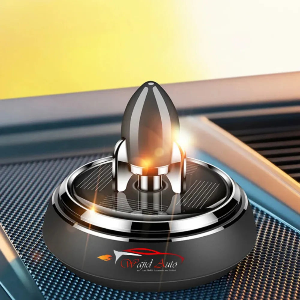 Solar Powered Speech Rocket Car Air Freshener �Rotating Solar Fragrance Diffuser | Long-Lasting Aroma & Stylish Dashboard Decor (Speech Rocket)