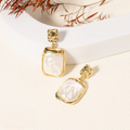 Elegant Korean Gold Foil Earrings with White Stone �Silver (PXT-115)