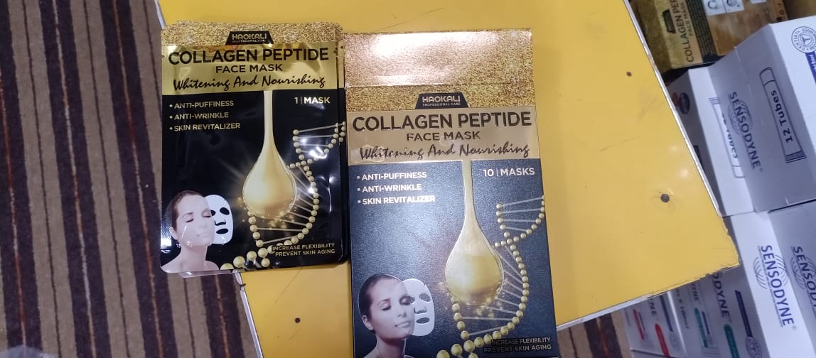 HAOKALI Professional Care Collagen Peptide Face Mask (10-Pack) - Anti-Puffiness, Anti-Wrinkle, Whitening & Nourishing Skin Revitalizer