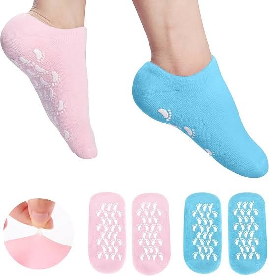 1 Pair Reusable Silicone Spa Gel Socks For Dry Feet And Cracked Heel Treatment �Moisturizing Hydrating Softening And Skin Smoothing Overnight Foot Care (Random Color)