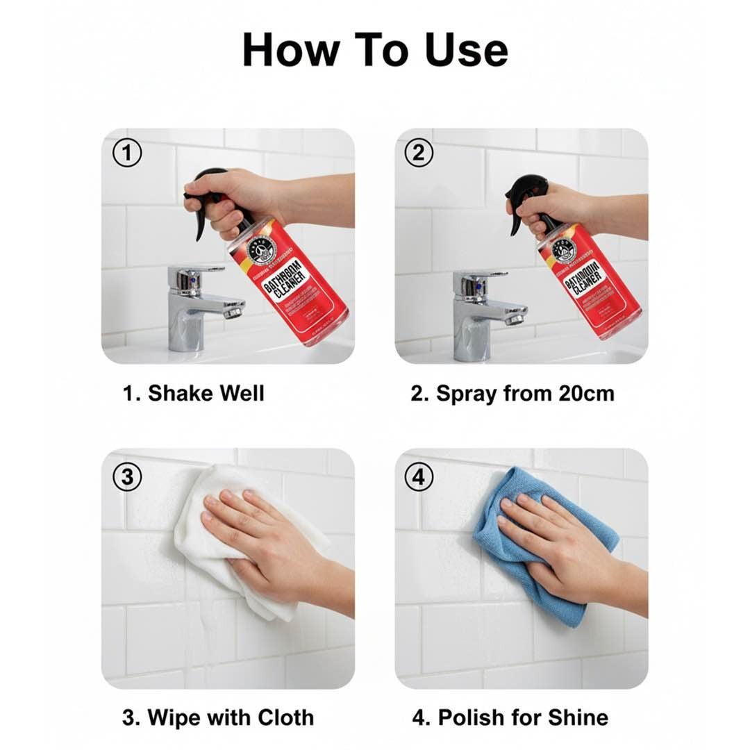Three Guys Bathroom Cleaner 250ml Powerful Germ Killing Soap Scum Remover With Streak Free Shine