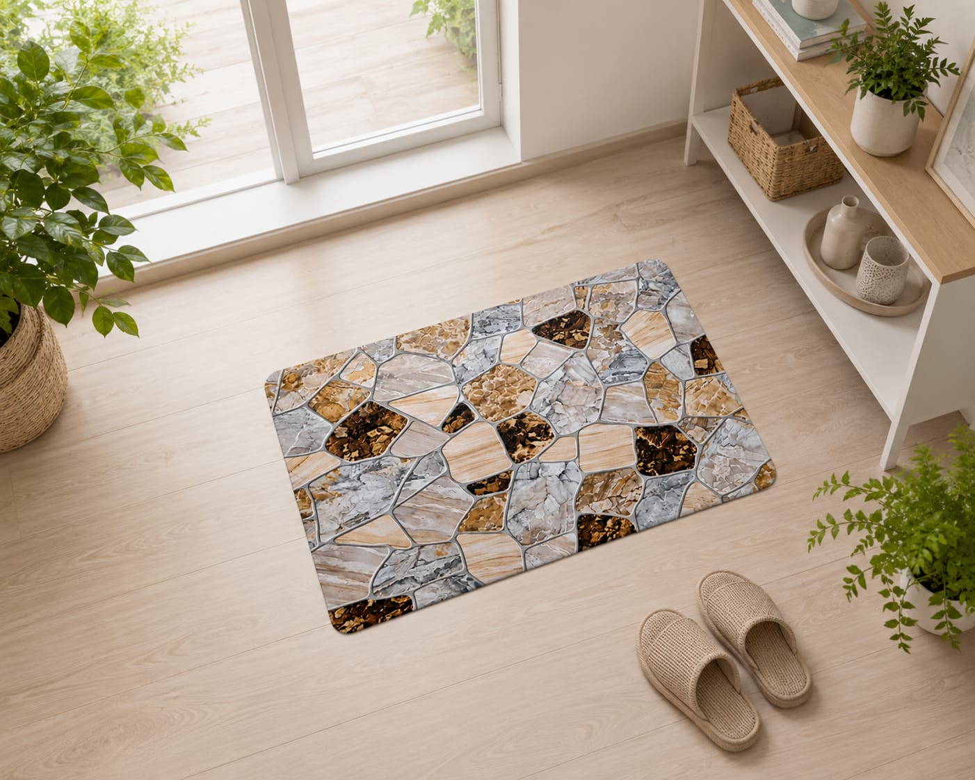 Super Absorbent Non-Slip Bathroom Floor Mat - Quick-Dry Soft Marble Stone Design 23 ? 15 inch
