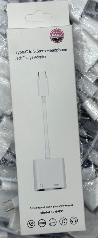 SUPEN FAST Type C To 3.5mm Headphone Jack Charge Adapter Durable Quality Easy Connectivity (Random Color)