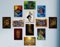 Set Of 12 Islamic Calligraphy Wall Art Frames Wooden Sticky Tiles 5x7 Inches With Tape For Easy Mounting