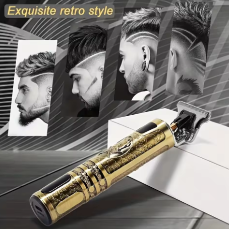 Metal Body Vintage T9 Hair Trimmer for Men �Professional USB Rechargeable Beard & Hair Cutting Machine | Precision Shaver with Powerful Motor