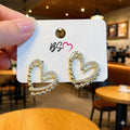 ZJE-164 Heart Shape Double Korean Earrings- Silver