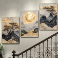 Luxury 3-Piece Landscape Wall Frame Set �Golden Moon & Blossoming Trees 8 X 11
