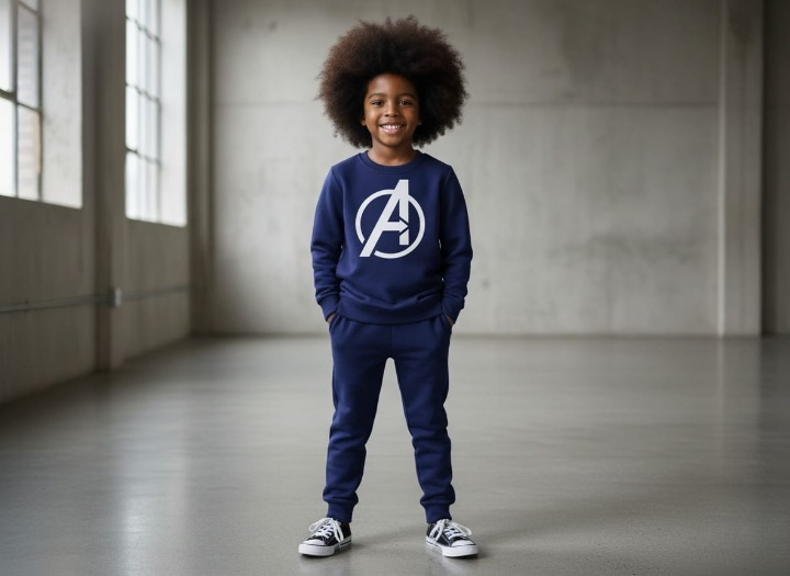 Avenger Printed Sweatshirt & Pajama Trouser Tracksuit for Kids | Winter Warm Fleece Clothing Set Outfit for Boys & Girls small