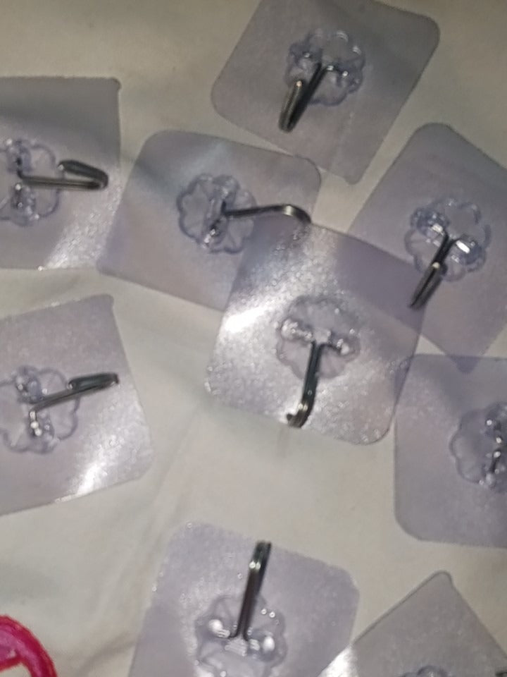 Transparent Self-Adhesive Wall Hook �Strong Hold | No Drill | Damage-Free Hanging Pack of 10