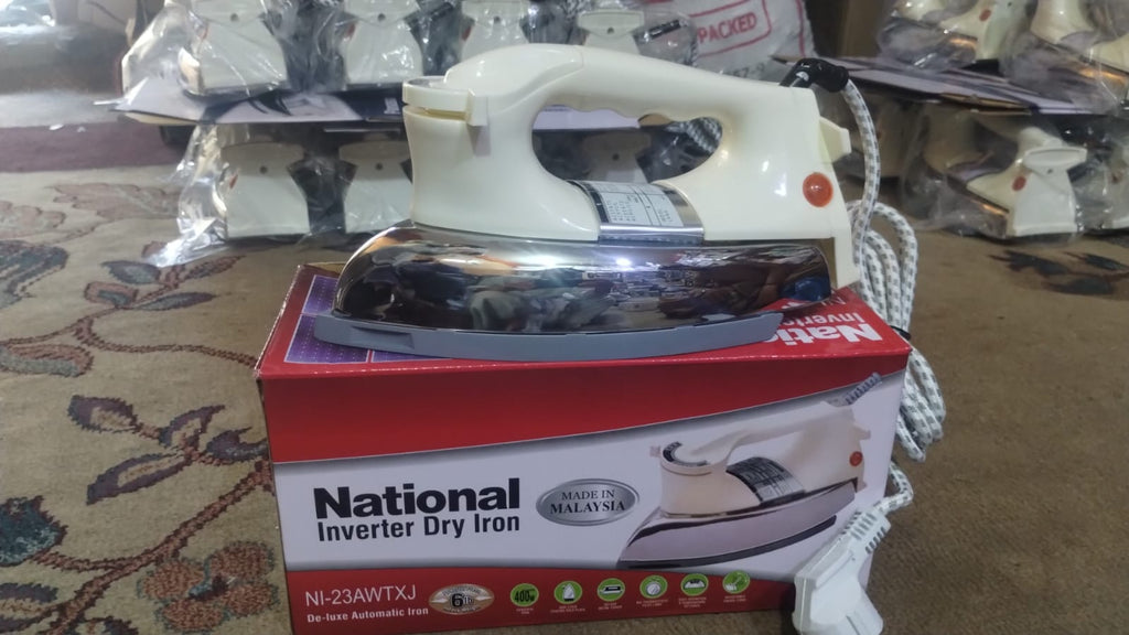 National Inverter Dry Iron 400 Watt Low Power Energy Efficient Solar Compatible Electric Iron Non Stick Soleplate Lightweight Fast Heating