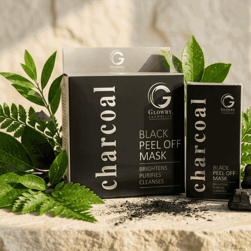 GLOWRY Charcoal Black Peel Off Mask for Deep Cleansing & Detox | Natural Bamboo Charcoal Face Mask for Blackhead Removal & Skin Brightening