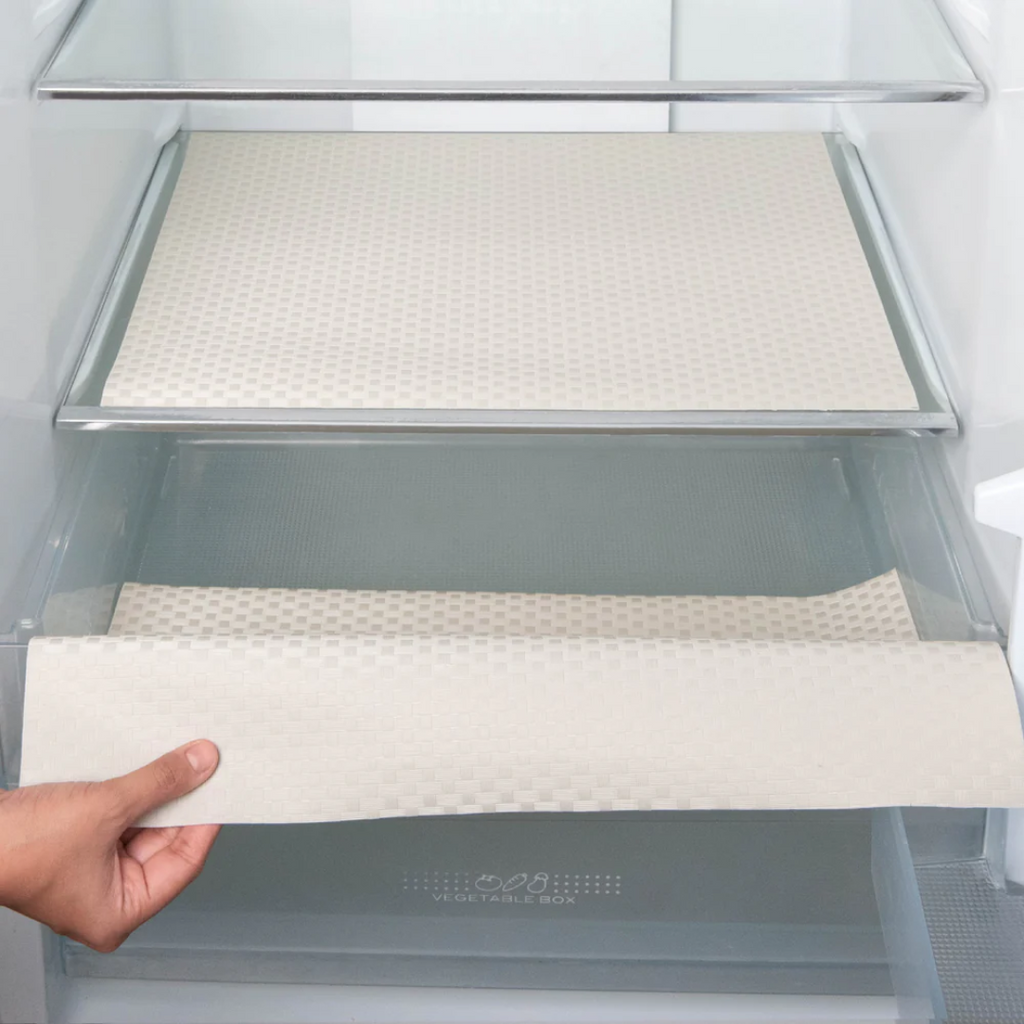 PVC Refrigerator Shelf Liner (45x150cm) - Plain Check Anti-Slip Fridge Drawer Mat