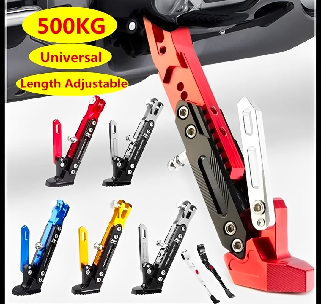 Universal Adjustable Aluminum Motorcycle Kickstand �CNC Side Stand (Orange)