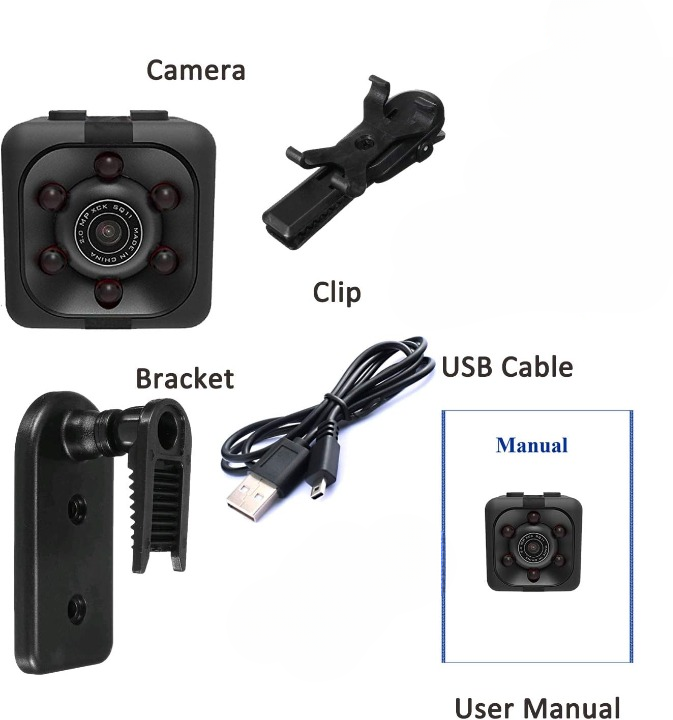 SQ6 Mini Spy Camera �HD Portable High Quality Security Camera with Night Vision & Two Stand Holders