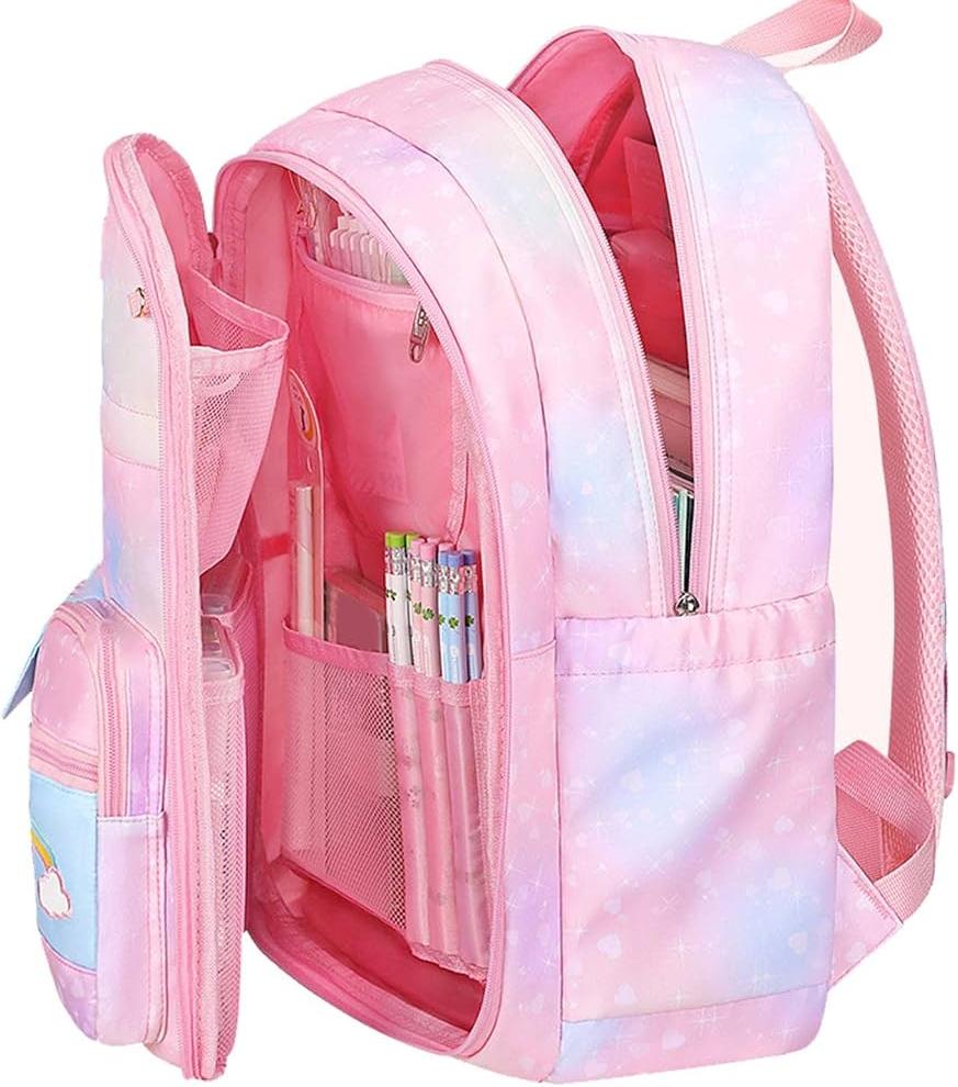 Princess Dream Rainbow School Backpack �Large Capacity Ergonomic Pastel Book Bag for Girls (44?31?13 cm)