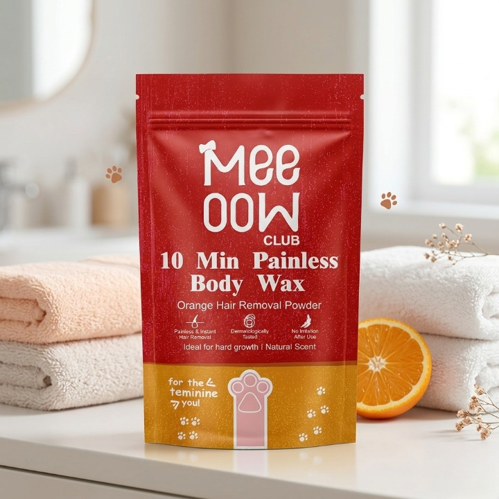Meeoow Club 10 Min Painless Body Wax �Orange Hair Removal Powder for Smooth Skin - 100g