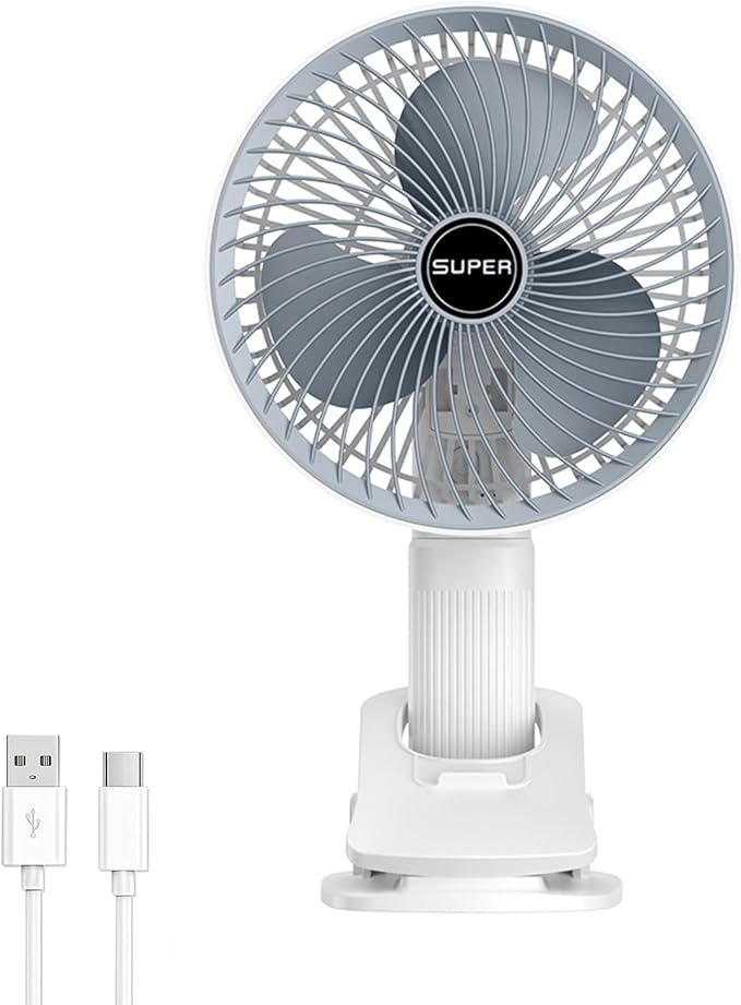 New portable 3 gears rechargeable desktop fan low noise air cooling handheld clipped circulator table fan Clip Fan USB Rechargeable Desk Fan with Sturdy Clamp, Quiet Operation, Strong Airflow with 360? Rotation for Home, Stroller, Office, Outdoor