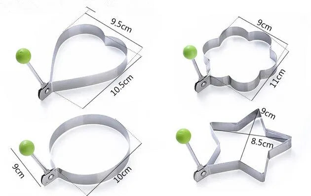 Pack of 4 Egg Shaper Kitchen Tools Star, Heart, Round, Flower Shaped Stainless Steel -  (random color )