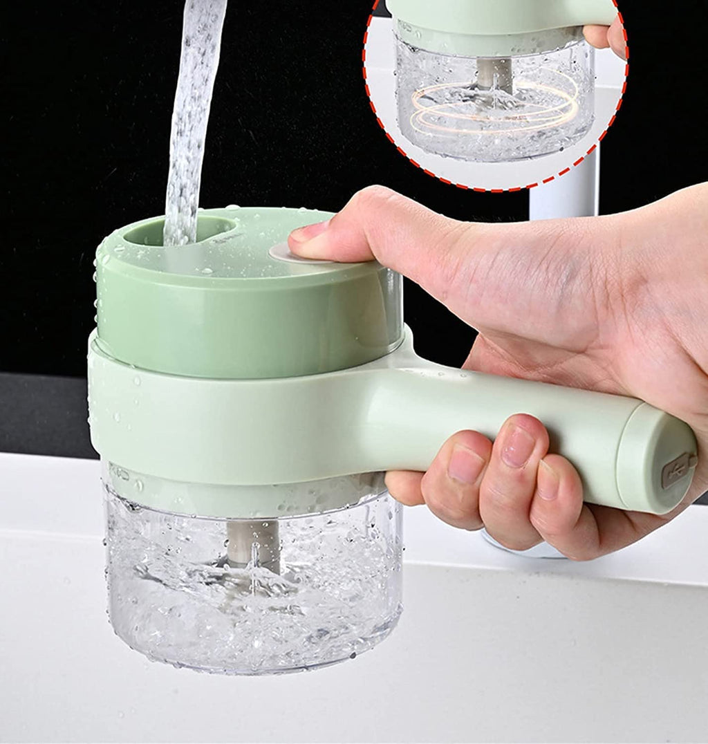 5 in 1 Handheld Hammer Electric Vegetable Cutter Set Mini Wireless Food Choppers Garlic Vegetable Chopper Slicer machine ( Random Color )