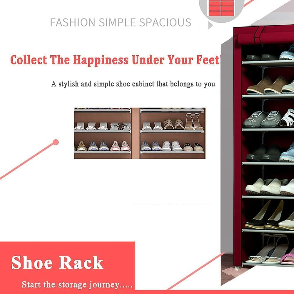 8 Layer Portable Waterproof & Dustproof Shoe Rack Non-woven Shoe Rack Storage Bag Closet Household Shoe Storage Rack Storage Cabinet (Random Color)