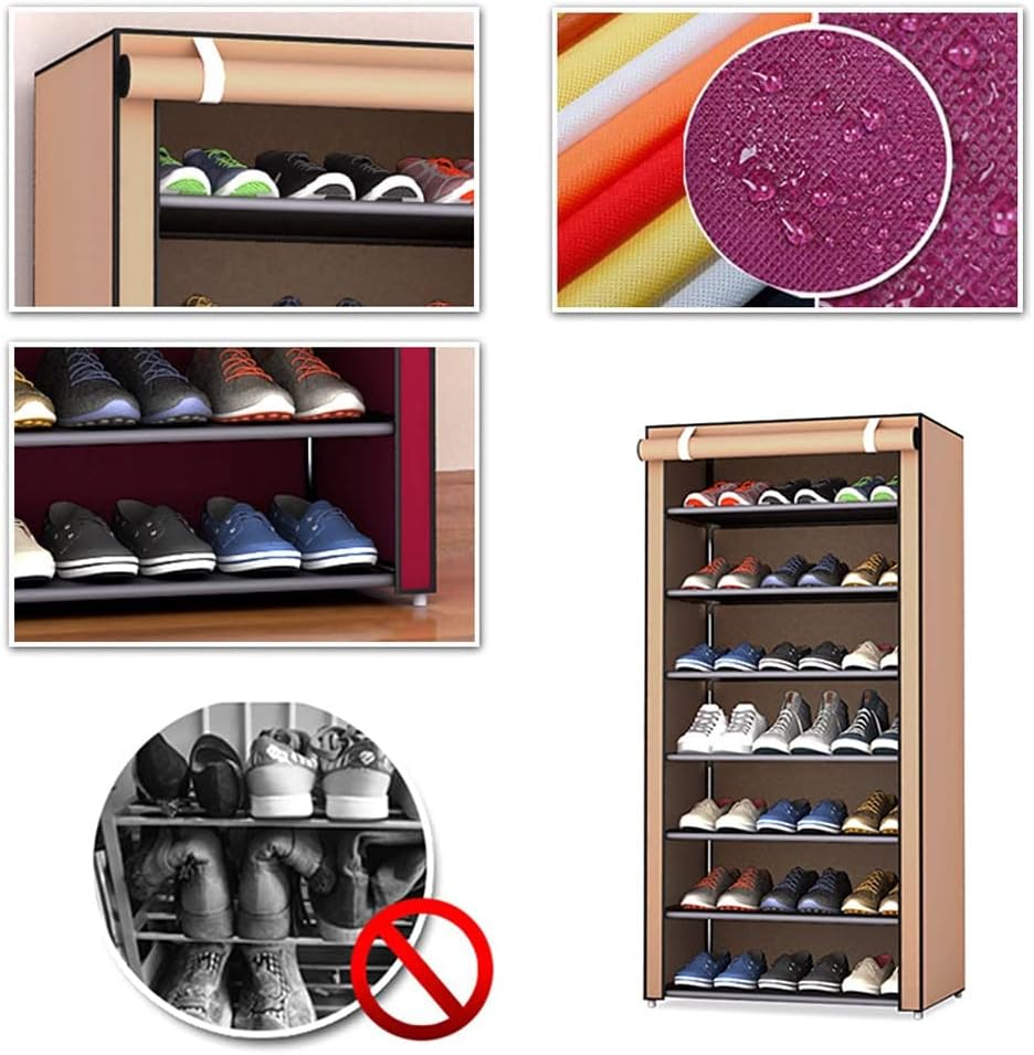 8 Layer Portable Waterproof & Dustproof Shoe Rack Non-woven Shoe Rack Storage Bag Closet Household Shoe Storage Rack Storage Cabinet (Random Color)