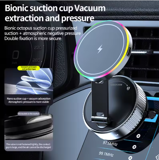 Magnetic Strong Magnetic Phone Holder Foldable Design 360? Adjustable Vacuum Mount for Car/Desk/Bathroom/Universal Use for home