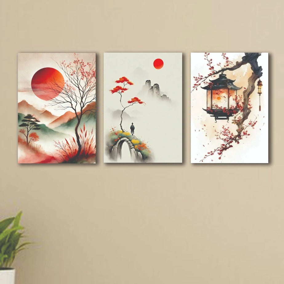 Set of 3 Premium Wall Art Photo Tiles �Modern Home Decor Sets 8x11