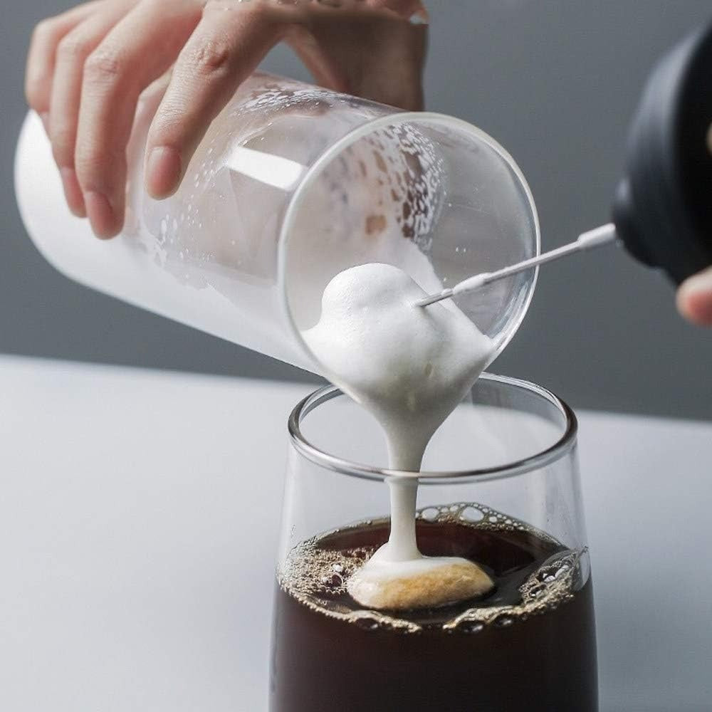 2 In 1 Rechargeable Milk Frother Wand �Powerful Handheld Whisk & Drink Mixer For Coffee, Latte, Cappuccino, Hot Chocolate & Beverages (Black)