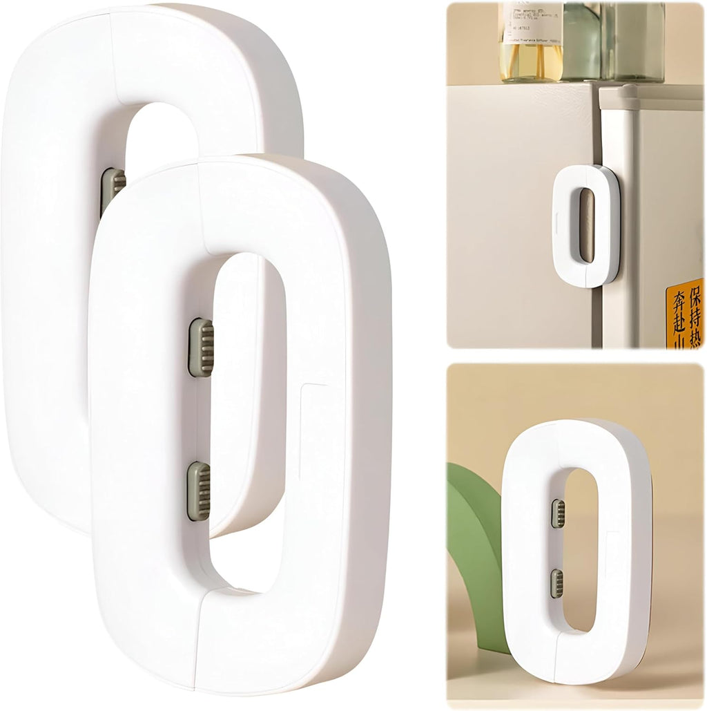 Child Safety Refrigerator Lock �Self-Adhesive Fridge &amp; Freezer Door Lock with Double Safety Button �Easy One-Hand Use