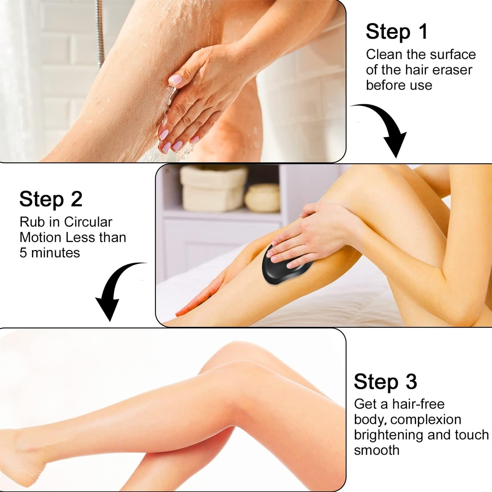 Magic Crystal Hair Remover Bleame Crystal Hair Eraser �Painless Exfoliation Hair Removal Tool For Arms Legs Back   (random color)