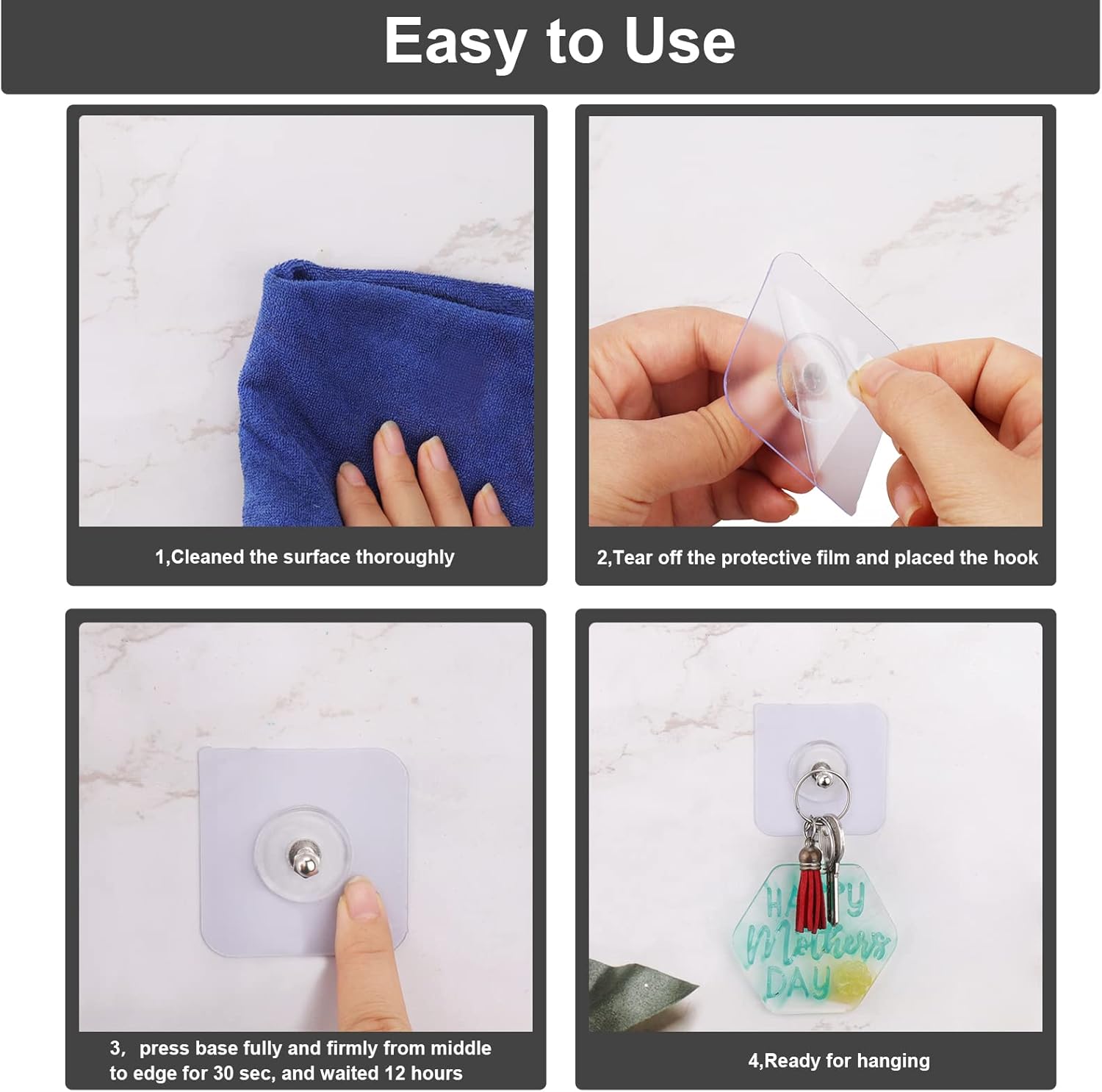 10-Pcs Self-Adhesive Wall Screws and Hanging Nails �Heavy-Duty Adhesive Wall Mount Hooks for Home and Office Use �No Drilling, Easy Installation for Hanging Frames, Keys, Towels, and More - Pack Of 4