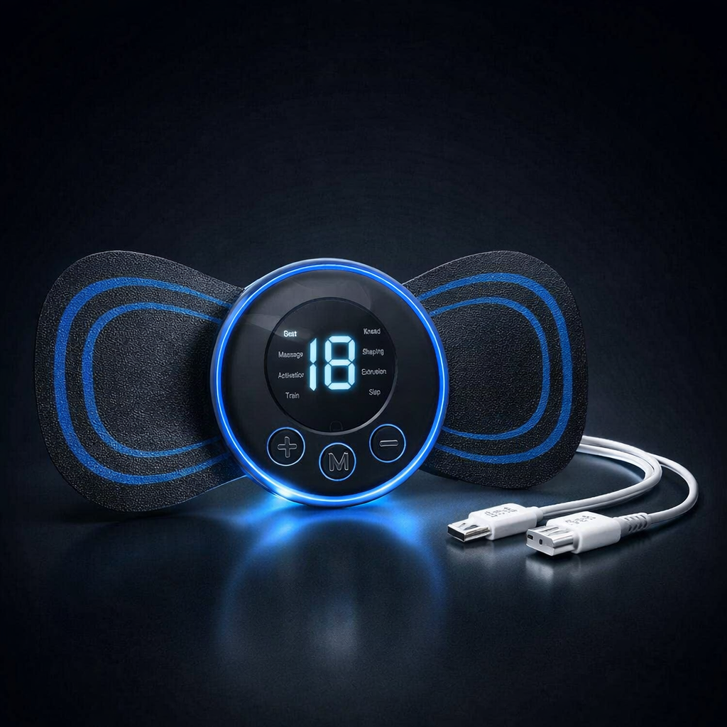 Rechargeable EMS Butterfly Massager | Electronic Muscle Stimulator | Portable Body Massage Pad | Pain Relief & Muscle Relaxation Device