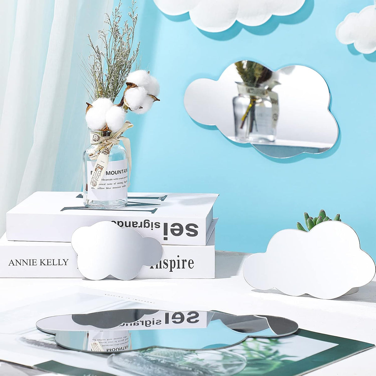 8 Pcs Acrylic Cloud Shape Mirror Wall – photo 3