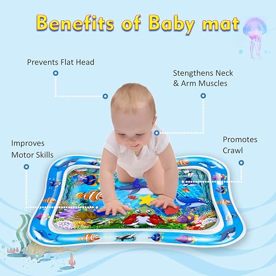 Inflatable Leakproof Tummy Time Water Mat for Kids �Safe & Fun Baby Play Mat (Random Color)