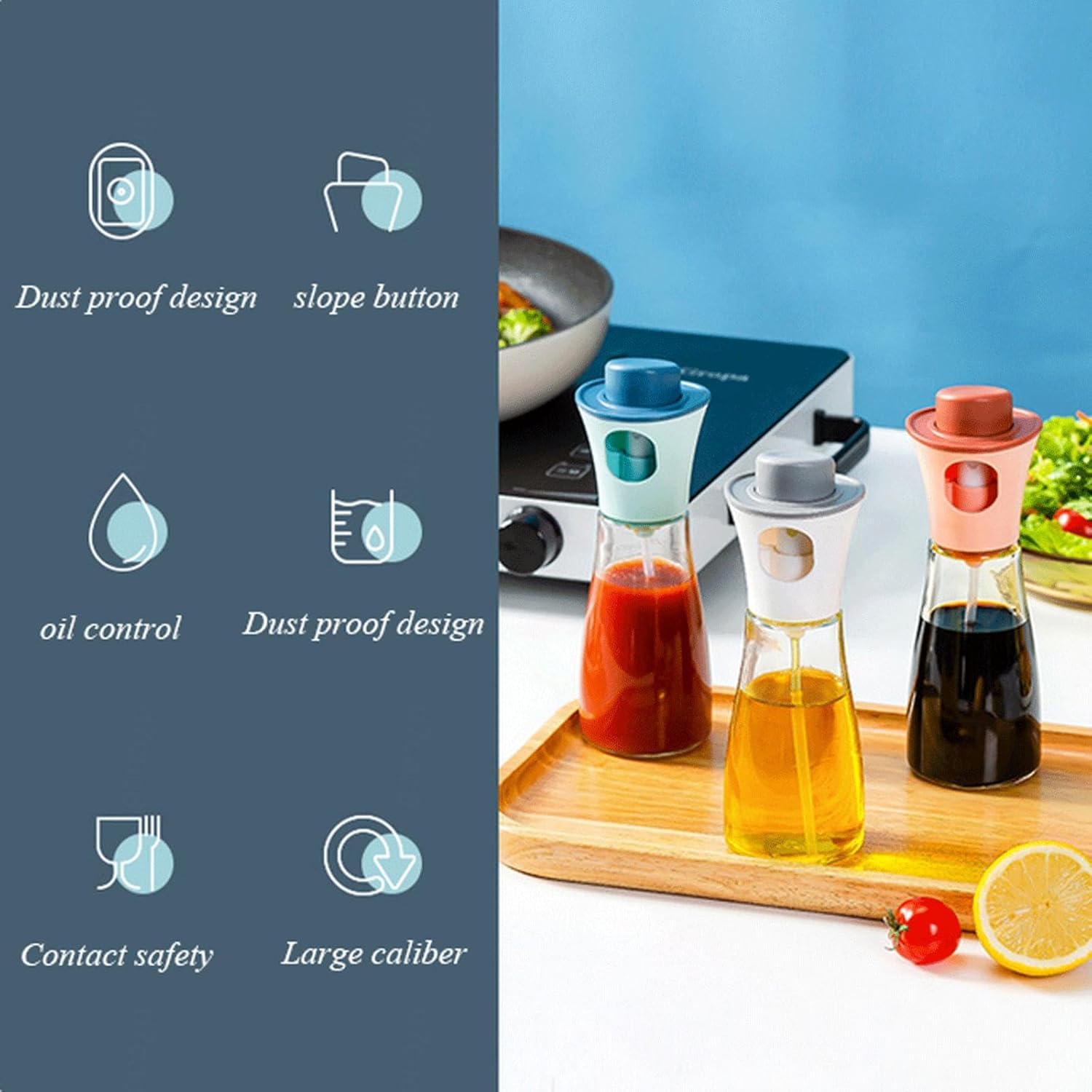 Oil Spray Dispenser / Oil Spray Bottle Pump for Cooking, BBQ, Baking, Frying, Salad (Random color) 170ml