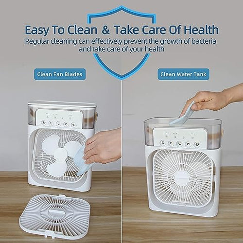 (10 inch big size ) 3 In 1 Air Humidifier Cooling Usb Fan Led Night Light Water Mist Fun Humidification Fan Spray Electric Fan ( random color)