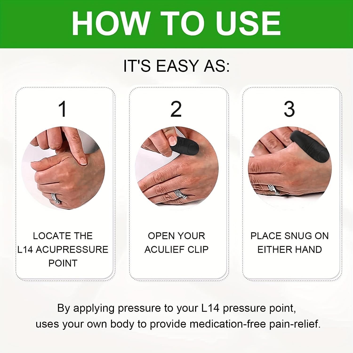 Sugar Control LI4 Acupressure Point Clip Wearable �Headache Relief, Supporting Acupressure Relaxation, Stress Relief, Tension Relief and Hand Clip Migraine Pressure Point Clip