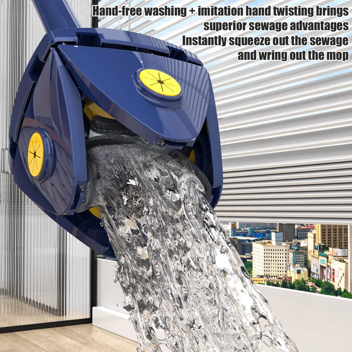 360? Rotatable 4 Leaf Clover Twist Water Auto Squeezes Mop Adjustable Corner Mop Self Squeezing Wringing Mop Multifunctional Rotating Mop For Floor Wall Window
