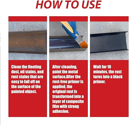 Rust paint Metallic Paint  Anti Rust Protection Coating for removing rust from metal (with brush )Steel Box - 300gm - Grey