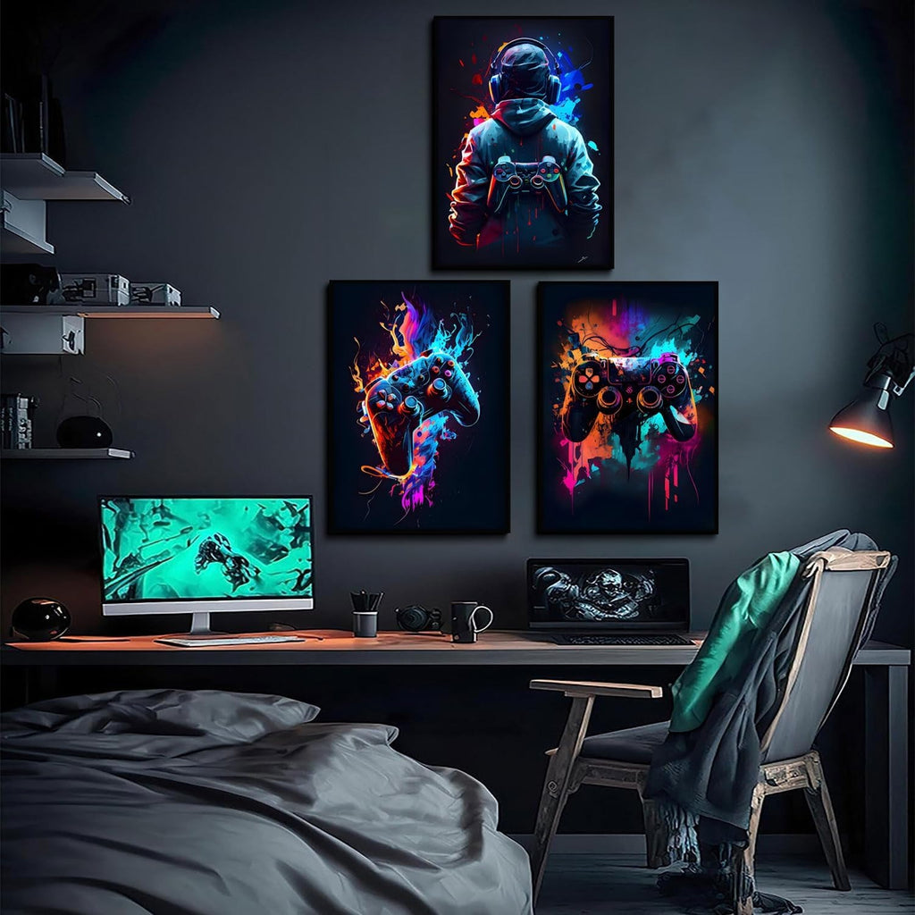 3Pcs Cool Gaming Wall Art Retro Video – photo 3