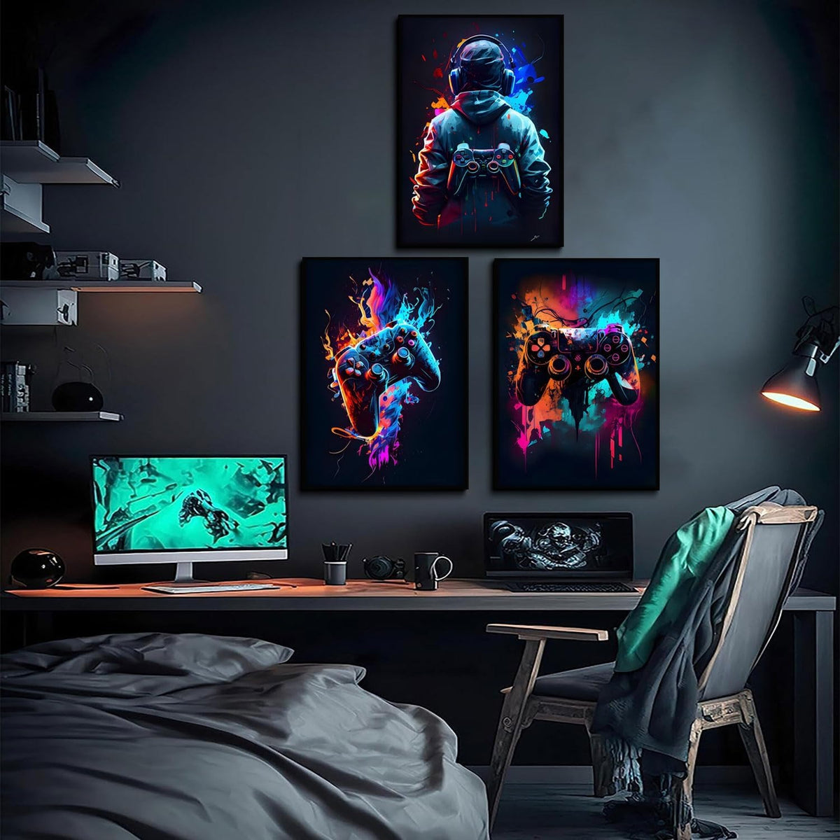 3Pcs Cool Gaming Wall Art Retro Video – photo 3