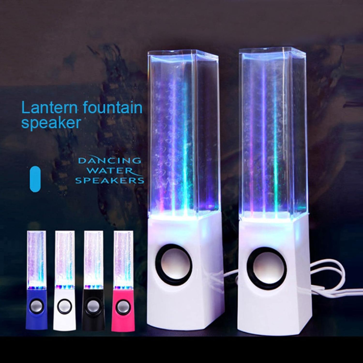 Water Dancing LED Speakers �Colorful Fountain Music Speaker with 3D Sound | USB Powered Portable Desktop Speaker (Random Color)