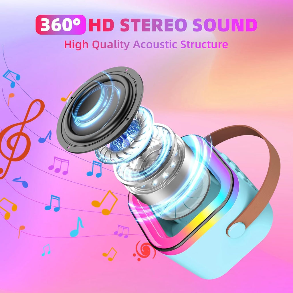 Portable Bluetooth Karaoke Speaker with RGB Lights &amp; Controllable Battery �Mini Loud Speaker for Kids, Girls, and Boys | Perfect Gift for Family Parties and Karaoke Fun ( Without Mic )