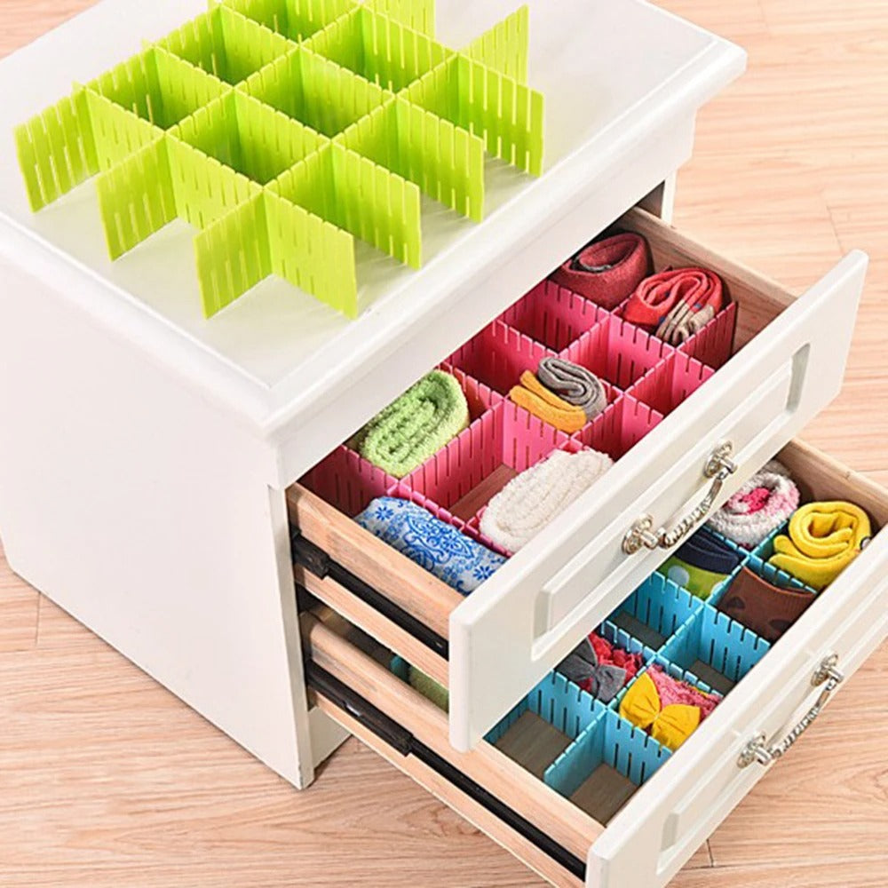 Pack of 4 Plastic Drawer Dividers �DIY Adjustable Partition Boards for Cabinets, Wardrobes & Household Storage.(Random Color)