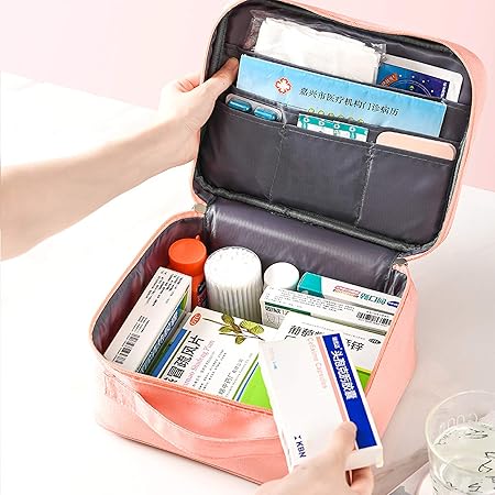 Empty Medicine Pills Storage Box Organizer | First Aid Kit Medicine Bag Portable Waterproof Outdoor Travel (Random color)