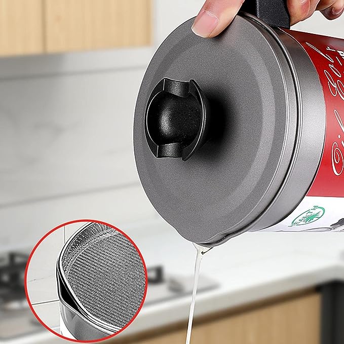 Oil Fryer Cookerwith Stainless Steel Fine Mesh with Lid Food Grade Iron Cooking Oil Filter Machine with Handle for Kitchen