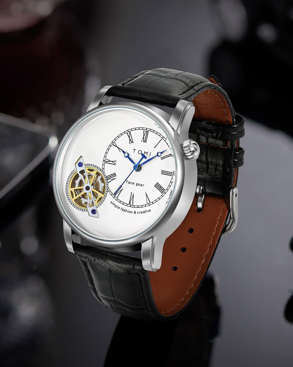 Men's Watch Analog Leather Wrist Watch �Elegant Quartz Watch with Double Strap &amp; 3ATM Waterproof ( Random Color )