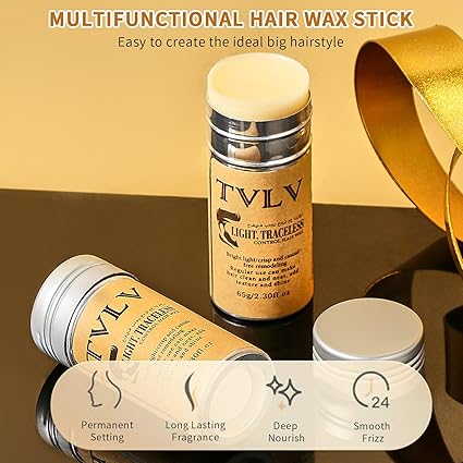 TVLV Hair Wax Stick Broken Hair Finishing Styling Stick for Broken Hair, Wigs, Edge Control - Styling Wax for Fly Away &amp; Edge Frizz Hair