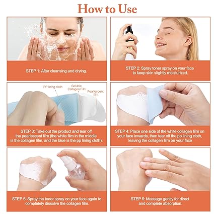 Collagen dissolving Mask for Korean glass skin | collagen filler collagen instant facial mask (Without Box) - pack of 1