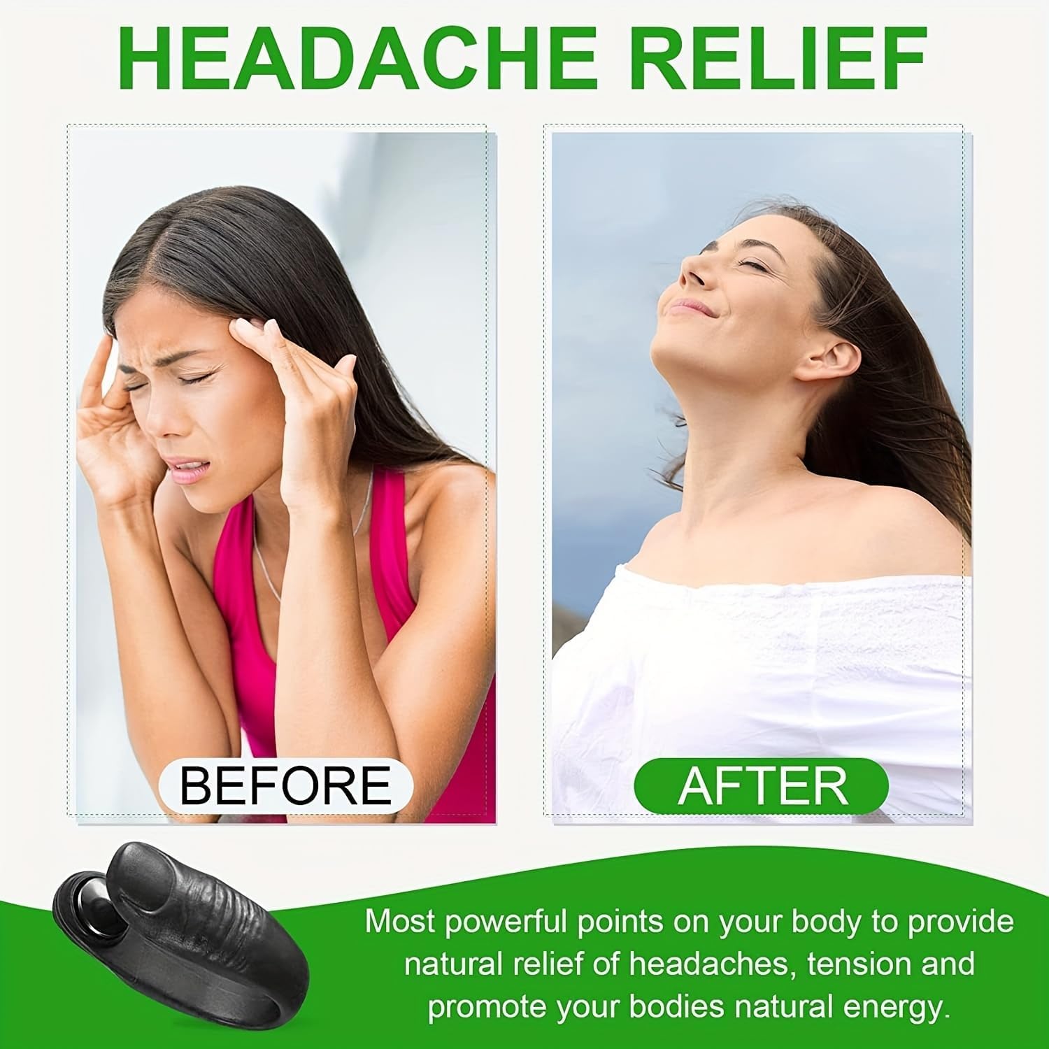 Sugar Control LI4 Acupressure Point Clip Wearable �Supporting Acupressure Relaxation, Stress Alleviation, Tension Relief and Headache Relief Hand Clip Migraine Pressure Point Clip